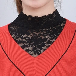 All-match High-stretch Lace Decorative Fake Collar Elegant Fashionable Blouse Tops Fake Lapel Women's Floral Ties Accessories