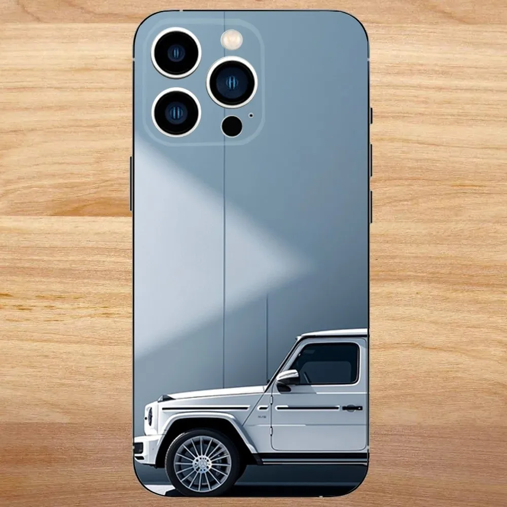 AMG Car G63 M-Mercedes Funda de teléfono para iPhone 16,15,14,13,12,11, Mini,Pro,SE,MAX Funda blanca mate a prueba de golpes
