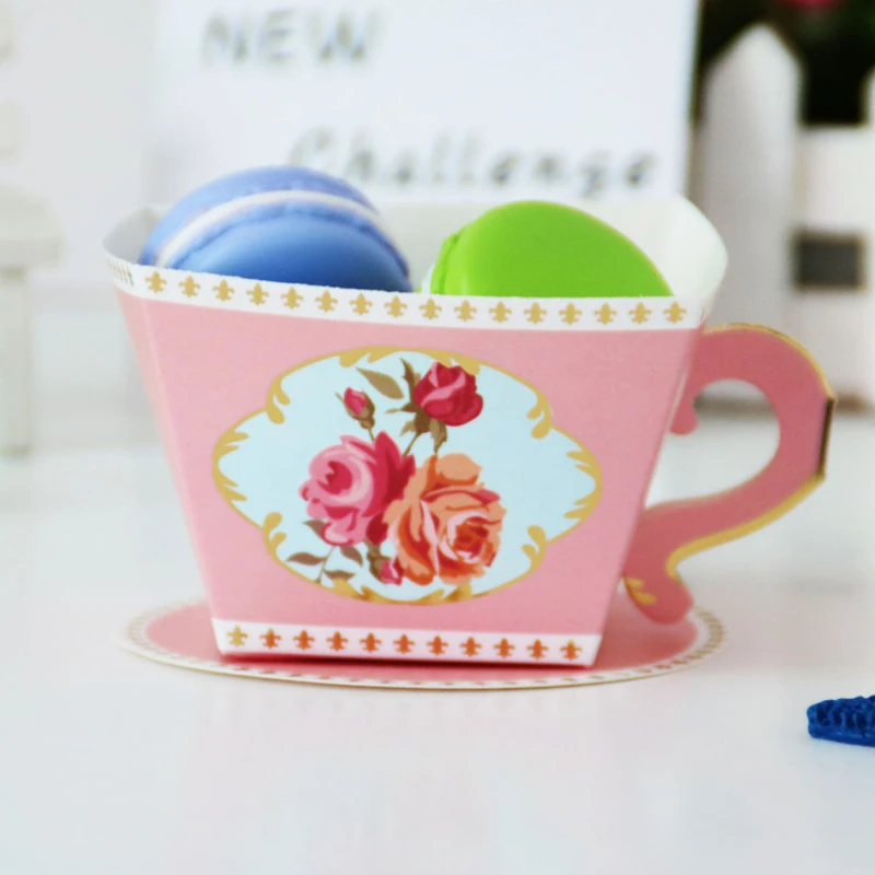 100pcs/lot teacup Candy Boxes Tea Party Favors Wedding Gifts For Guests Bridal Shower Birthday Party Baby Shower Decoration