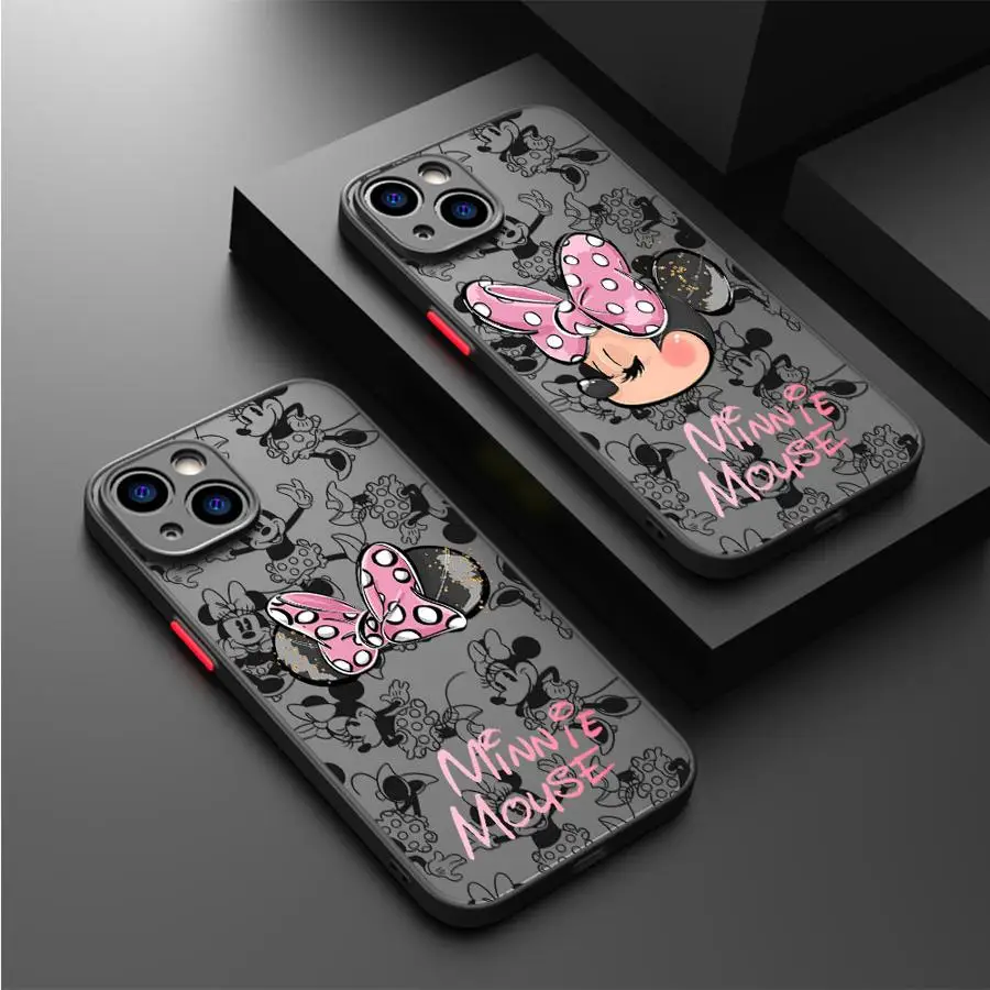 Disney Mickey Minnie Mouse Phone Case for iPhone 14 Pro 11 Pro 15 ProMax XS Max 7 8 Plus 13 Mini 12 16 SE XR Matte Cover