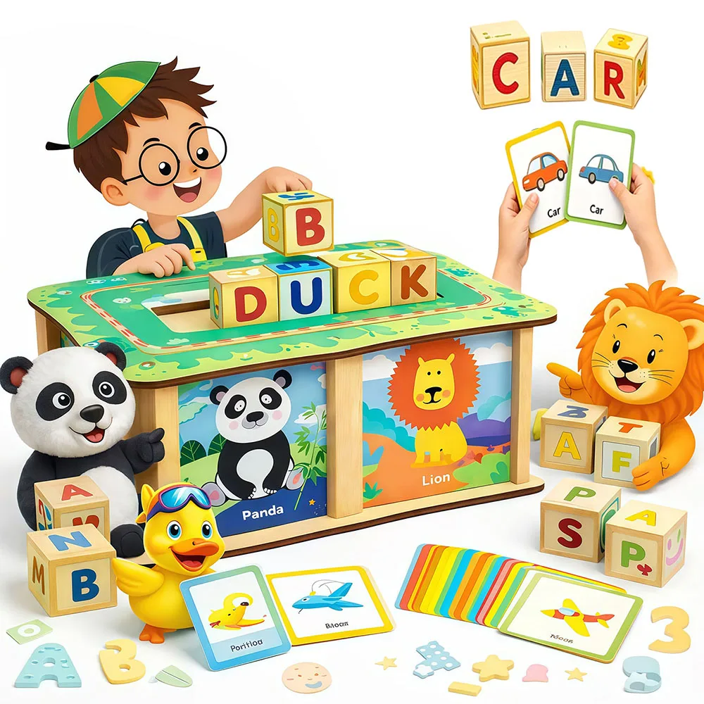 ABC Wooden Building Blocks 27 PCS Alphabet & Number Stacking Blocks Educational Spelling Learning Toy Kids Puzzle Game Gifts
