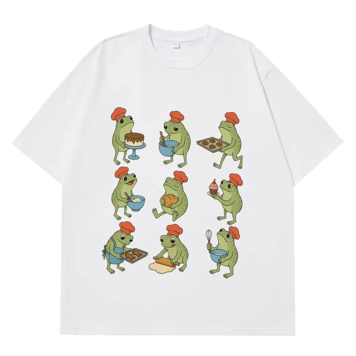 Funny Frog Baking Meme T Shirt Men Women Hip-hop T-shirt Summer Short-sleeved Fashion Loose Casual Cotton T-shirts