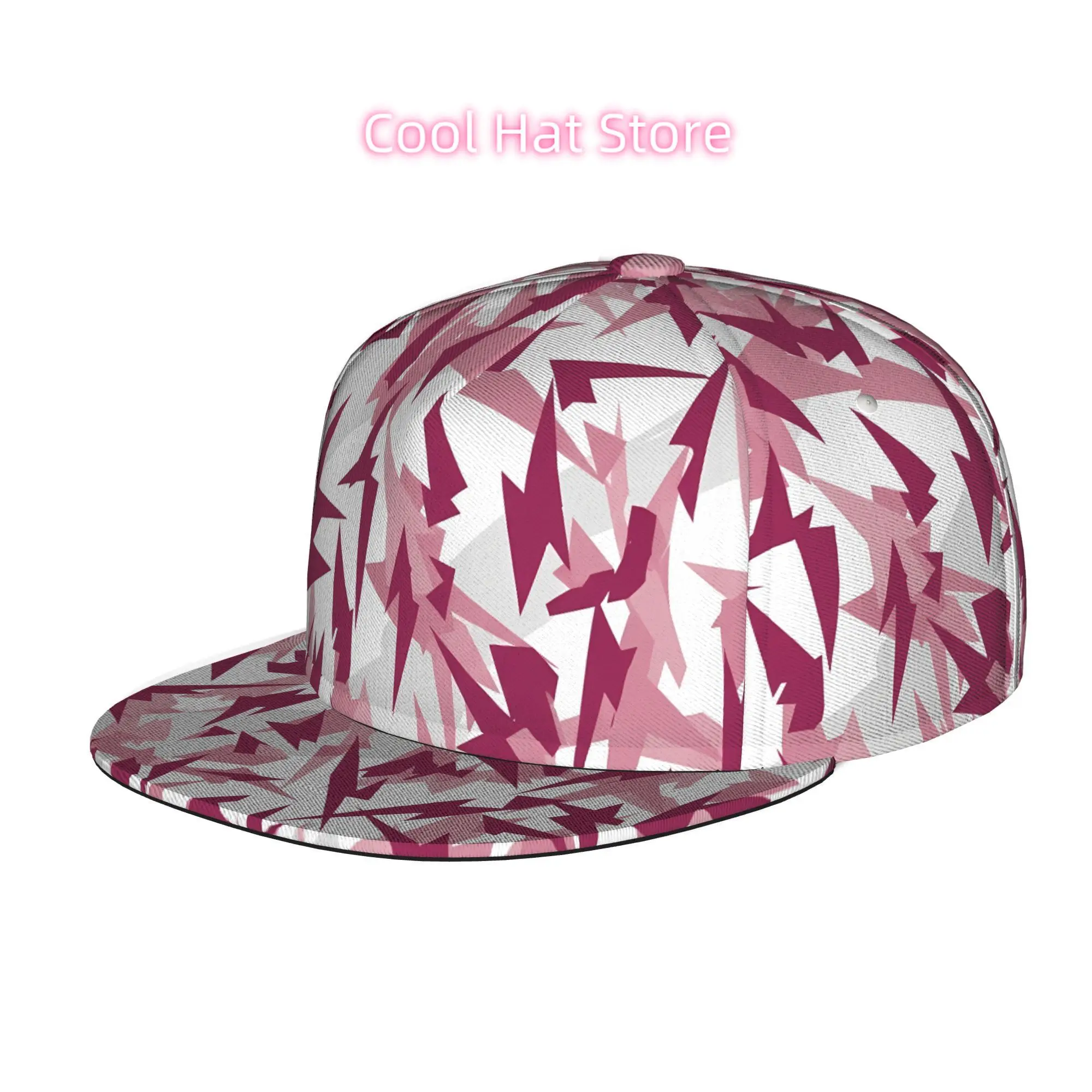 A Cap Featuring an Abstract Design in Various Pink Tones, Suitable for All Genders, Designed for Hip Hop Streetwear. This Adjust
