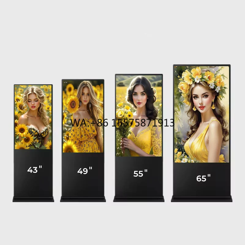 

65-дюймовый портативный цифровой киоск Android 4K с ИК-сенсорным экраном ИК-сенсорный экран Рекламный плеер ЖК-экран Вертикальная подставка