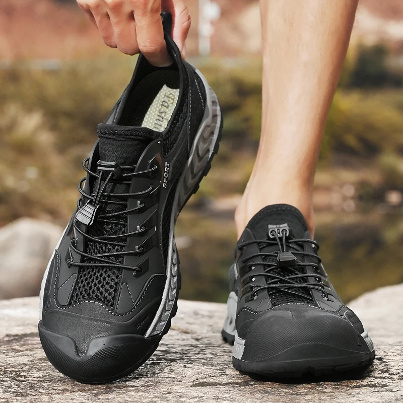 

Модная брендовая мужская повседневная обувь с сеткой, дышащие оксфорды на износостойкой подошве, летние уличные мужские походные туфли