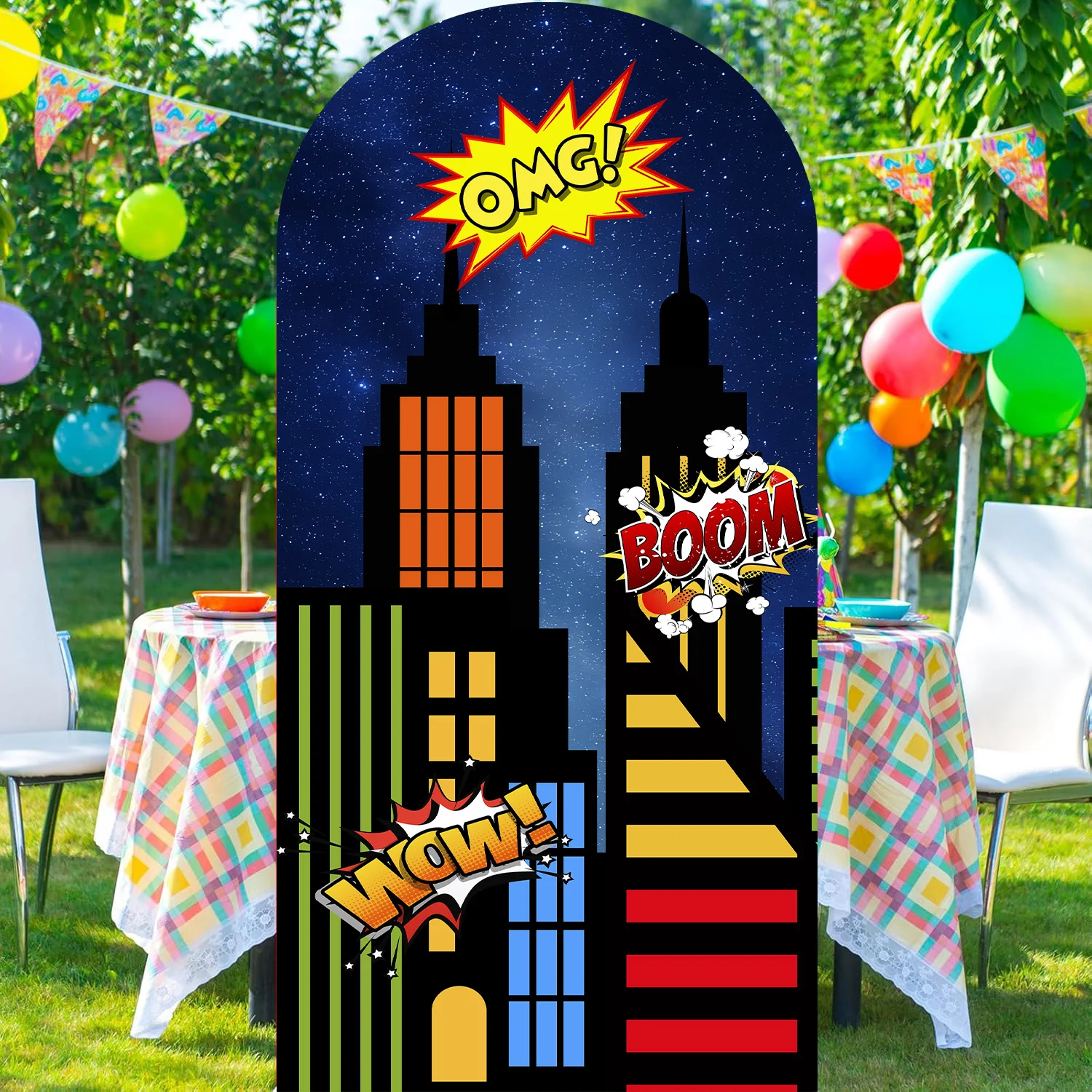 

City Hero Birthday Arched Background Cloth Christmas Decoration Birthday Party Decoration 2026 New Year Decoration