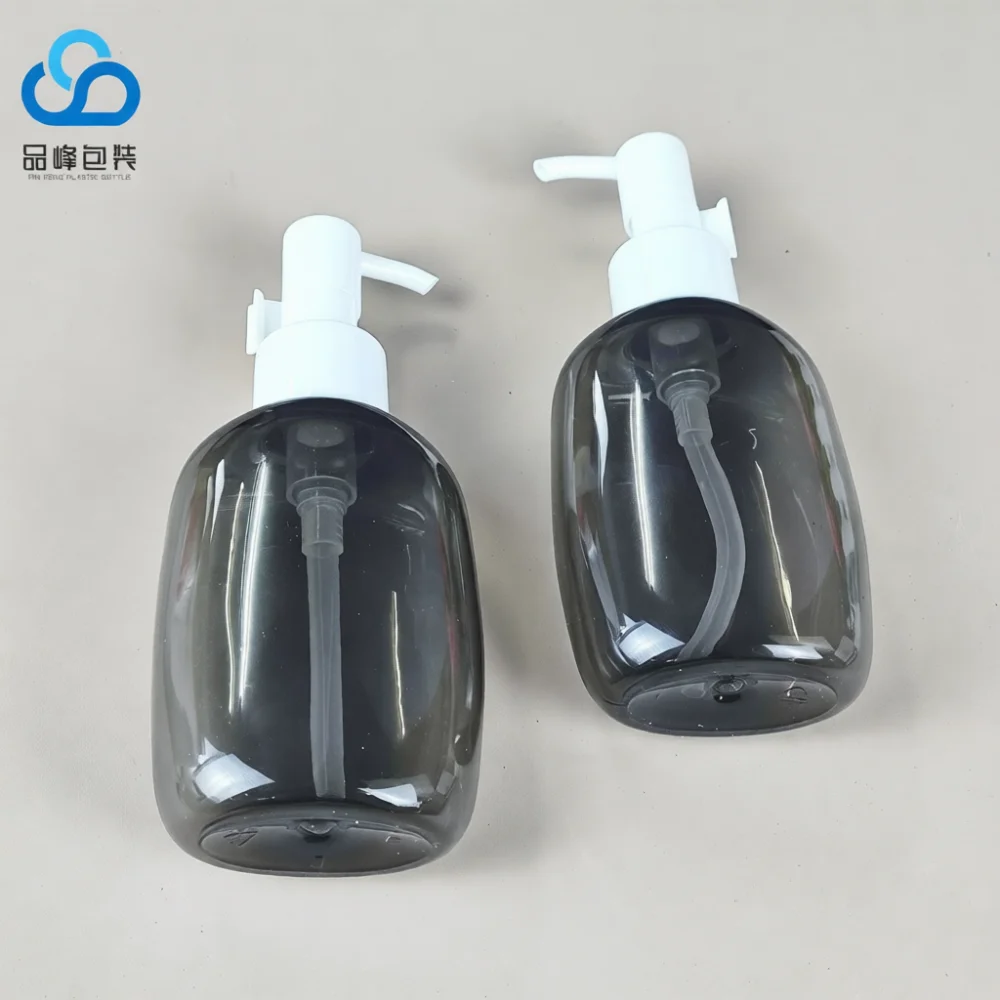 Empty 120ml Flat Oval Bottle With Press Pump Travel Refillable Container For Makeup Remover Face Serum Liquid Skin Care