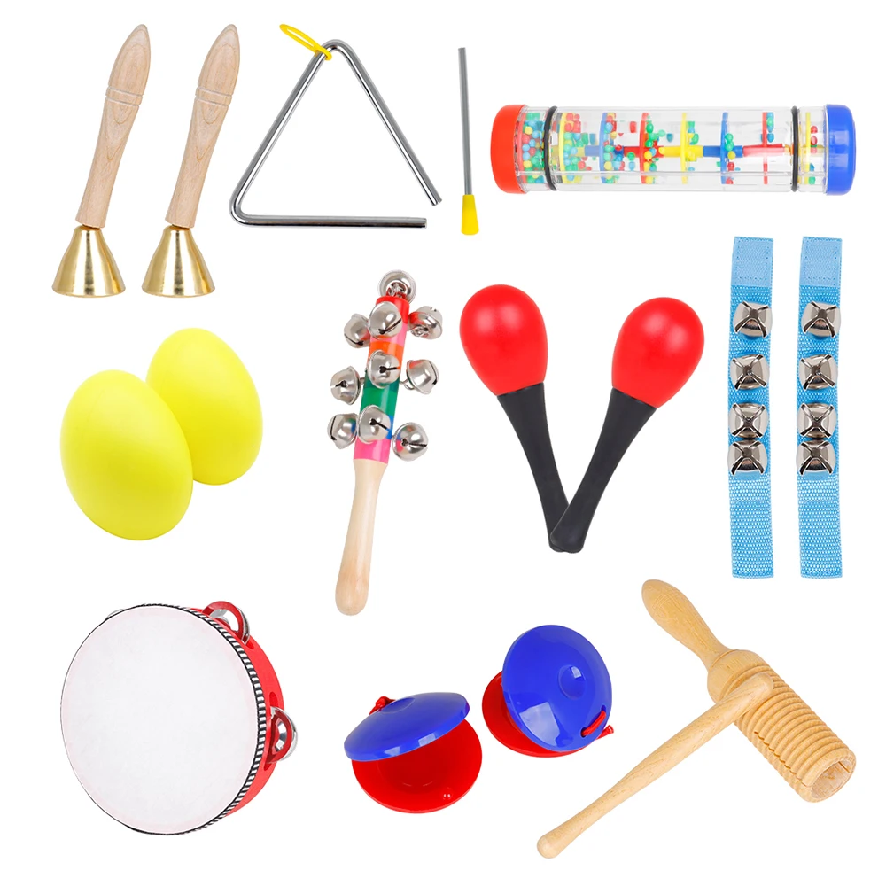 

M MBAT 10 Pcs Orff Children's Instrument Set Music Early Education Toys Boys Girls Baby Preschool Education Rainbow Tambourine