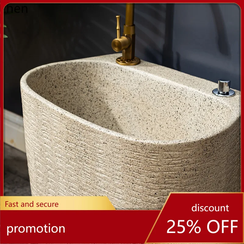 

CZ Household Bathroom Mop Sink Balcony Outdoor Courtyard Ceramic Water Basin Mop Basin