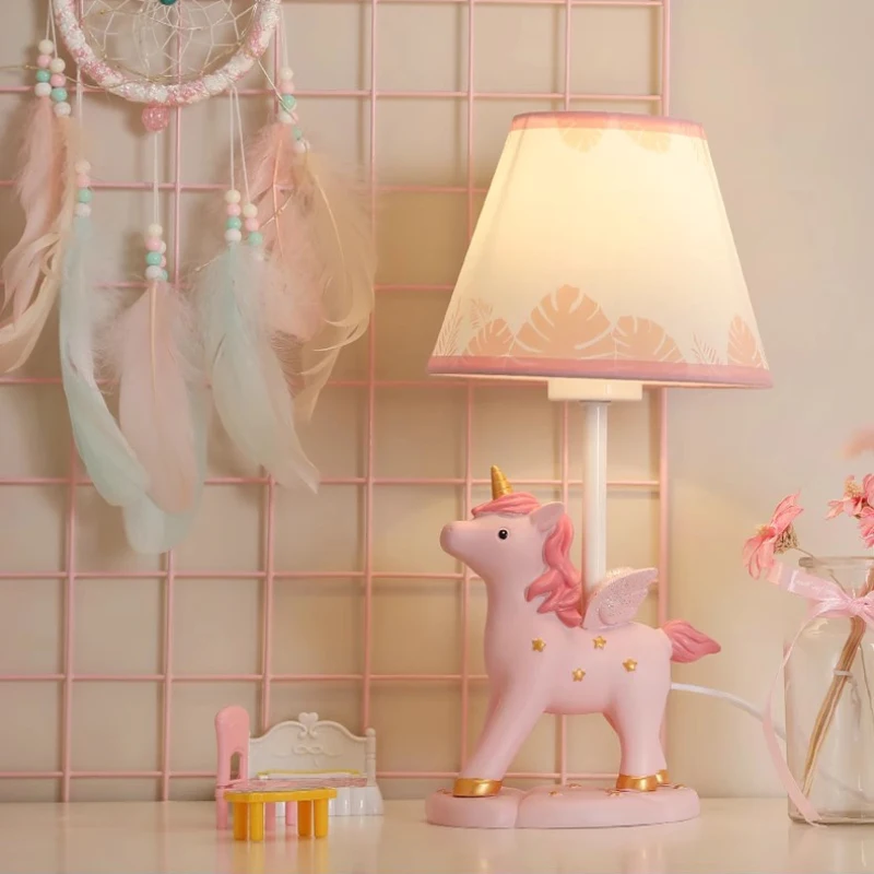 Children's Room Baby Room Table Lamps LED Cute Unicorn Lamp Nordic Creative Princess Room Boy Girl Bedroom Bedside Table Lights