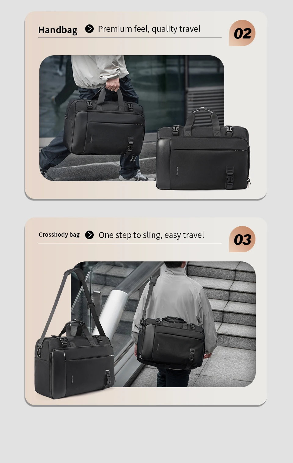 Tigernu Reiserucksack Herren Handtaschen Laptop-Rucksack für 17-Zoll-Laptops Schultertasche Reisetasche 3-in-1-Taschen für Herren Schultaschen Rucksack – Detail 3