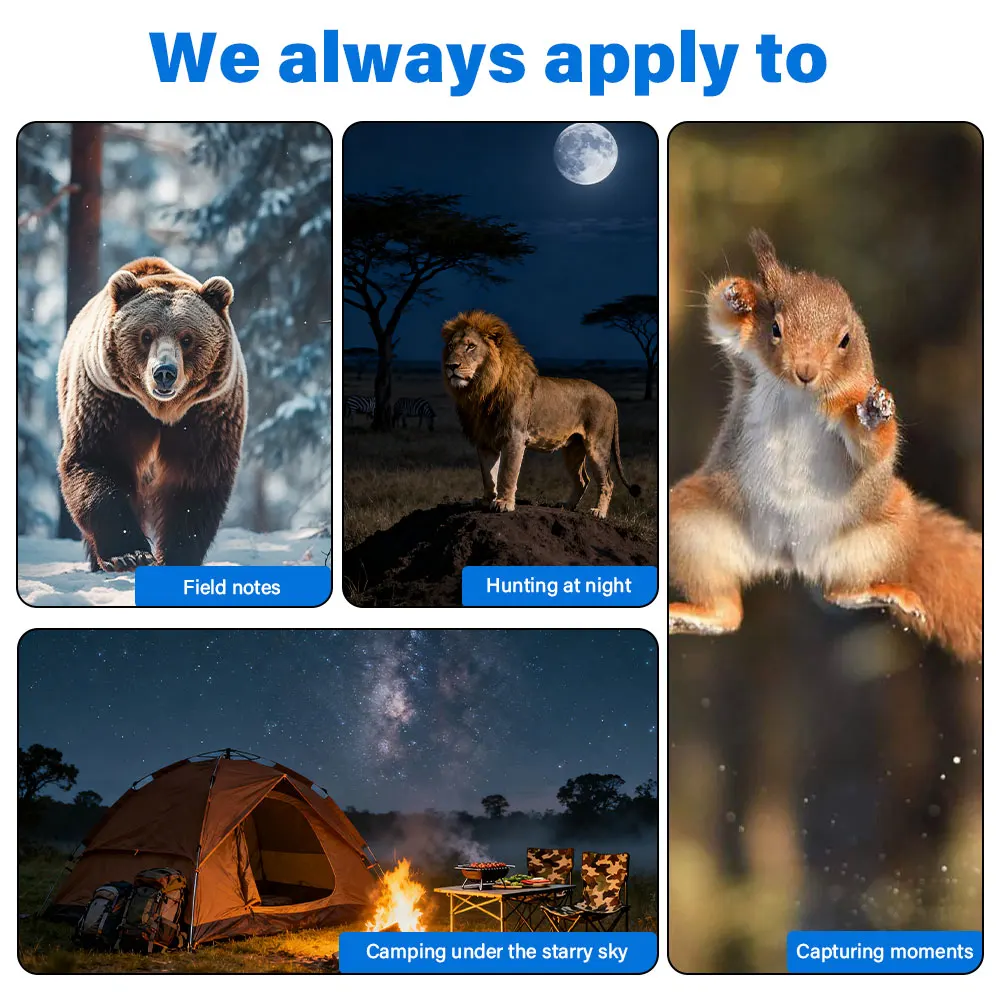 双眼鏡ナイトビジョンデバイス 4K 10x デジタルズーム 800m 赤外線 Wifi 望遠鏡、屋外狩猟やキャンプに使用