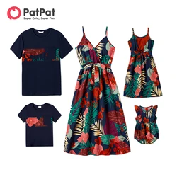 PatPat Family Matching Outfits Plant Floral Print Slip Dresses and Short-sleeve T-shirts Family Look Clothes Sets