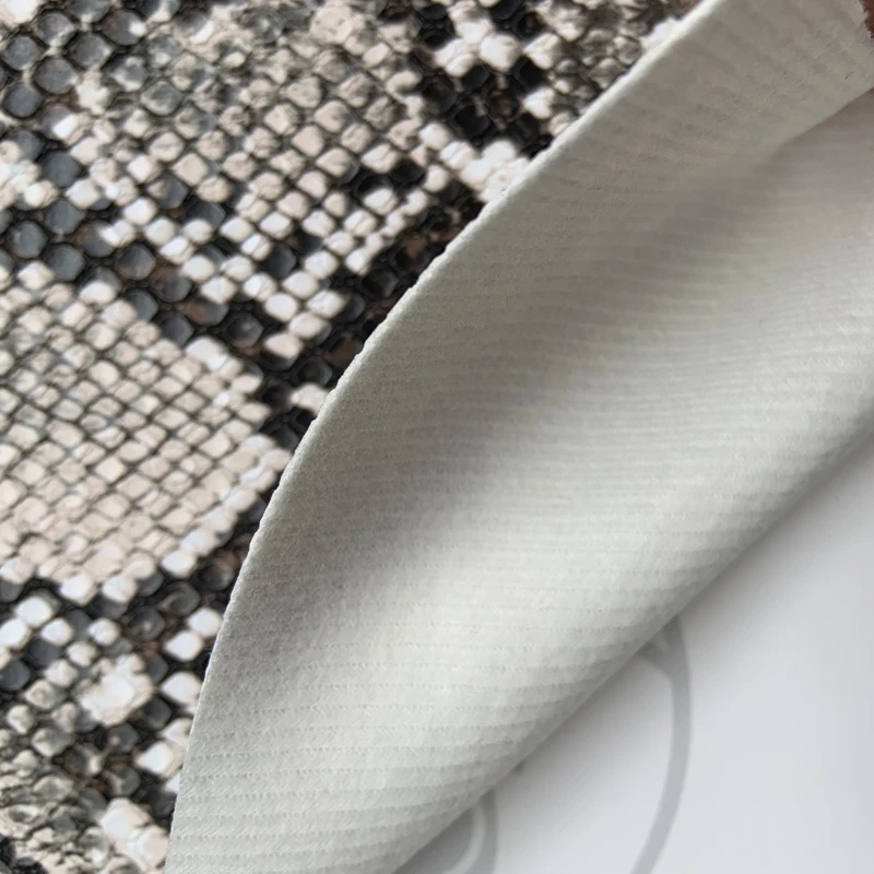 Python Print Embossed PU Faux Leather Fabric by the Yard, Snakeskin Synthetic Leather for Bags, Shoes, Upholstery, Crafts