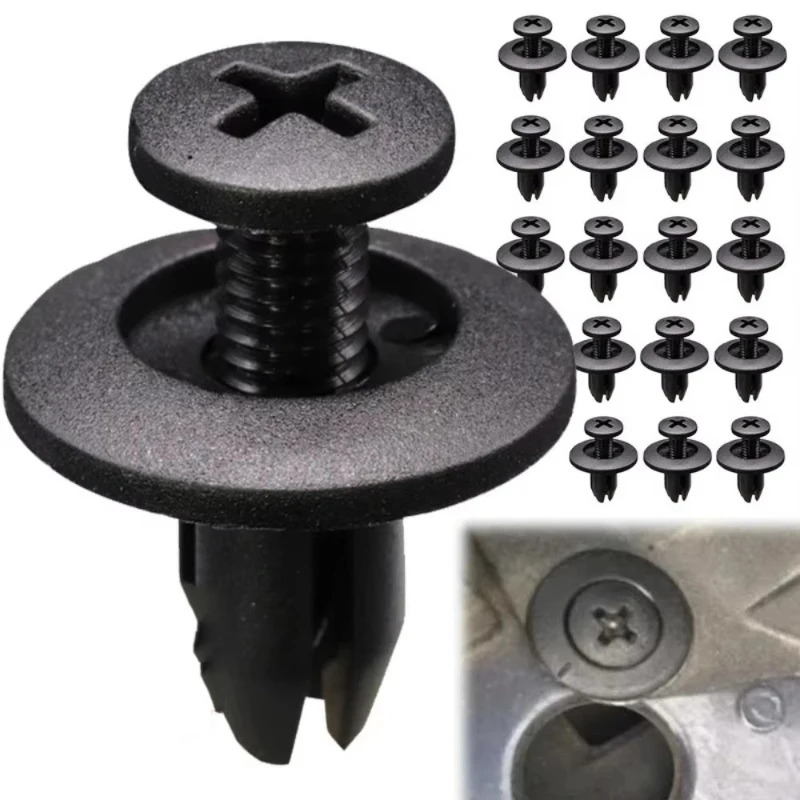 30/60/90/180pcs Black Plastic Auto Bumper Fender Push Rivet Retainer Plastic Car Fastener Clip For Universal Car Rivet Fasteners