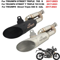 For TRIUMPH STREET TRIPLE 765 S R RS 660 S A2L 2017 - 2023 Motorcycle Exhaust Escpae Mid Link Pipe Connect 50.8mm Muffler Moto