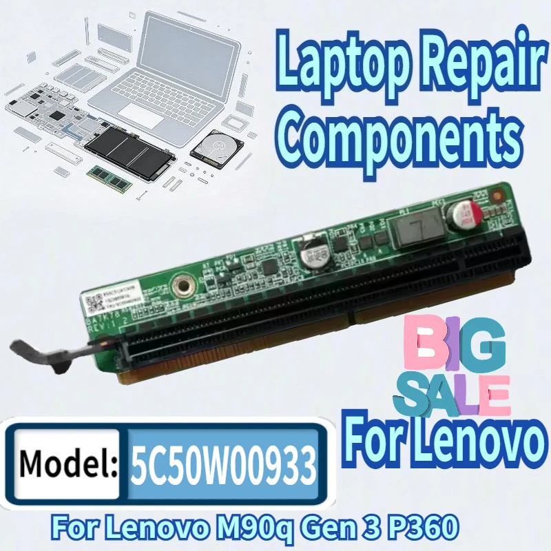 For Lenovo M90q Gen 3 P360 Tiny Workstation Tiny8 PCIex16 Riser Card and Baffle 5C50W00933 5C50W00910