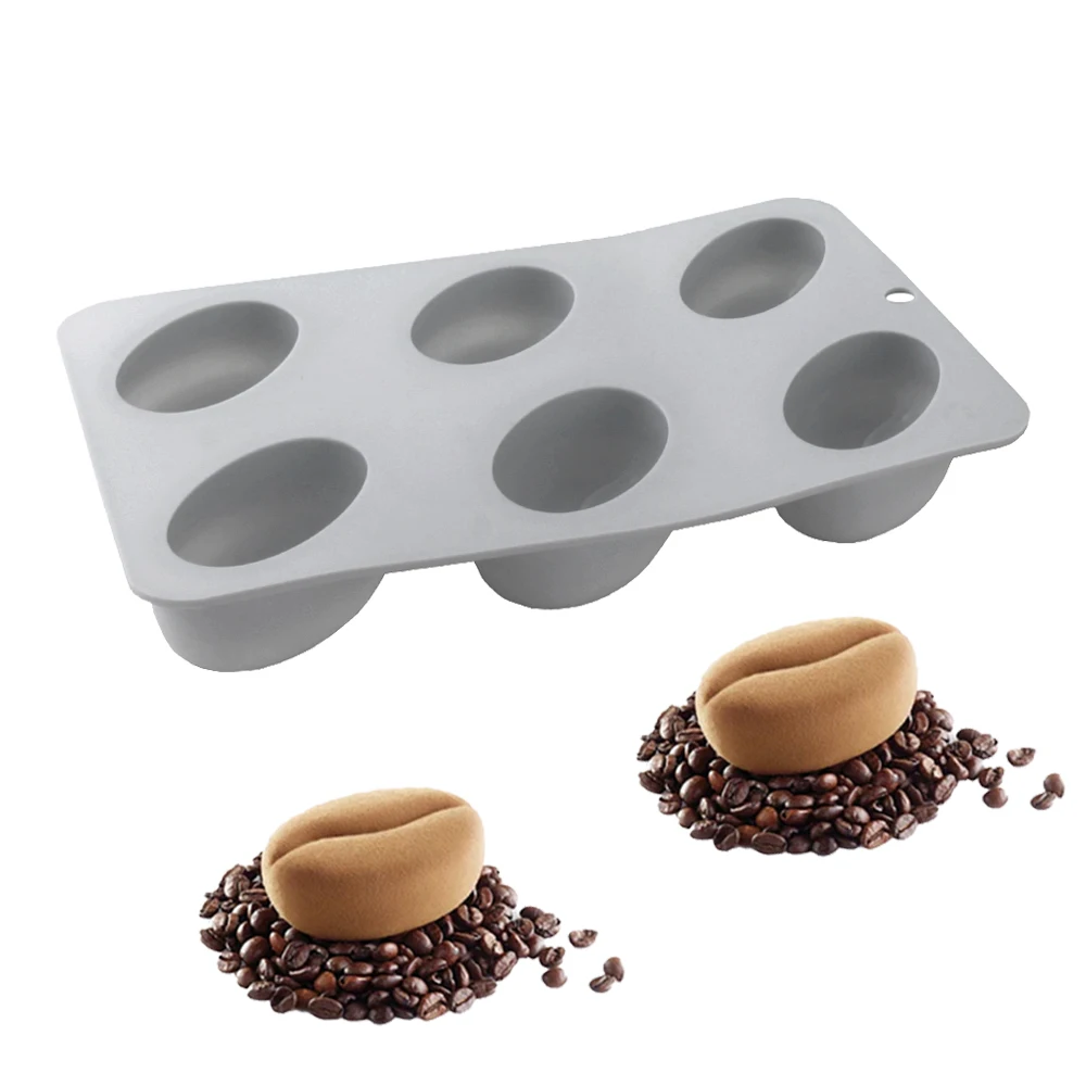 Kaffeebohnen-Silikonform mit 6 Mulden, Mousseform, Kaffeebohnen-förmige Dessertform im französischen Stil, westliche Backform – Detail 2