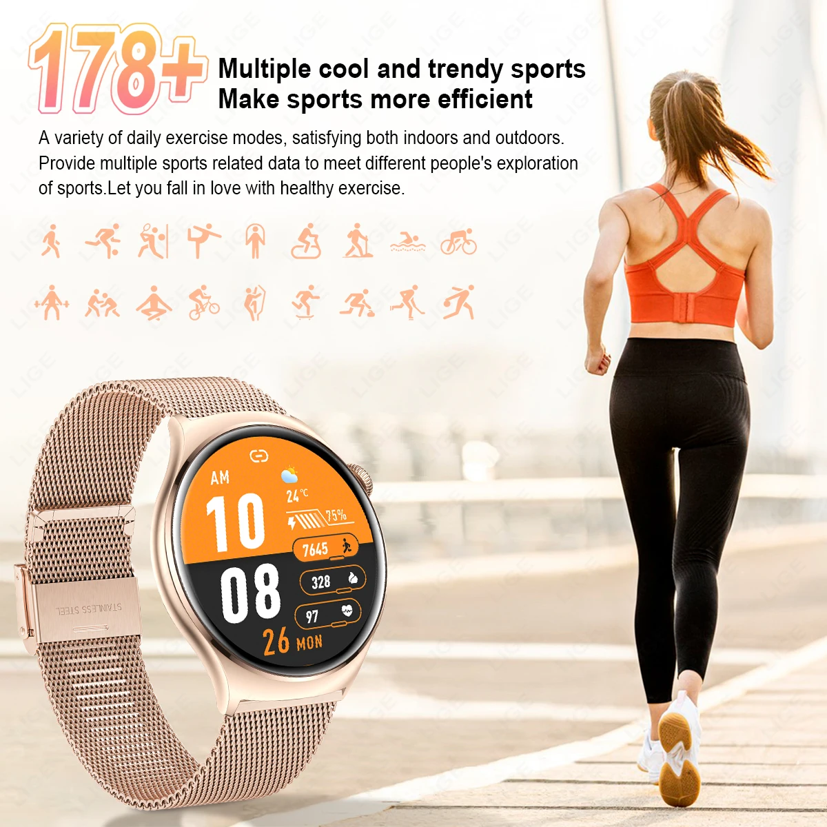 LIGE Smart Watch donna Bluetooth Call Voice Assistant orologi da uomo monitoraggio della salute sport Fitness Tracker Smartwatch per donna