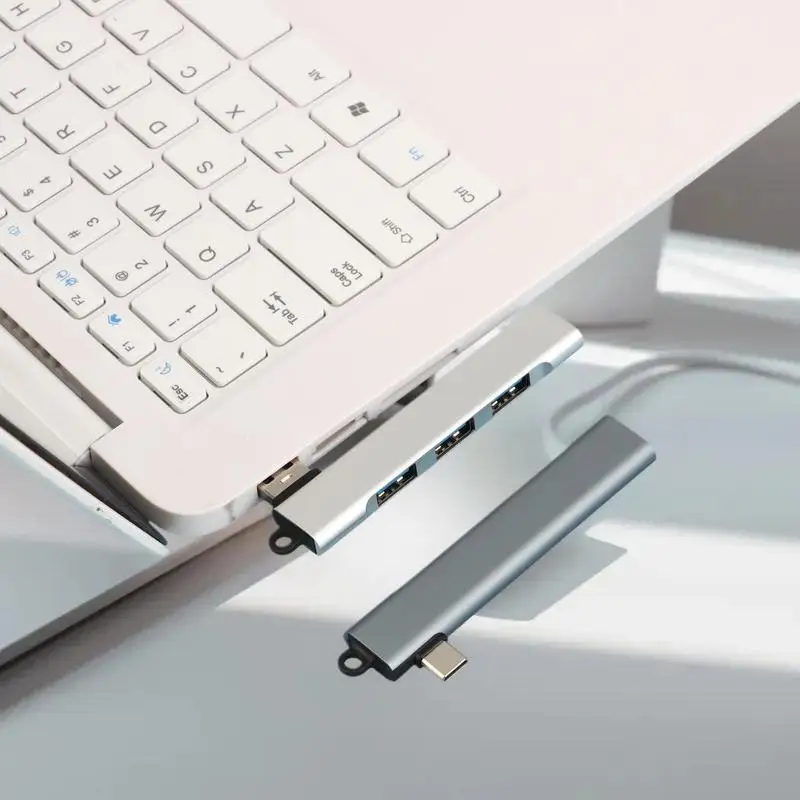 Tipo C Splitter Hub USB 3.0 de alta velocidade e 4 portas - Acessório poderoso para laptop e PC