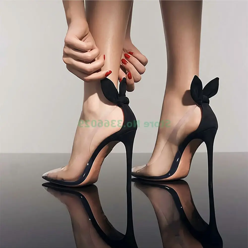 Clear PVC Cut Out Pumps Stiletto High Heel Sexy Pointy Toe Slip On Fashion Women Shoes Transparent 2024 New Arrivals Patchwork