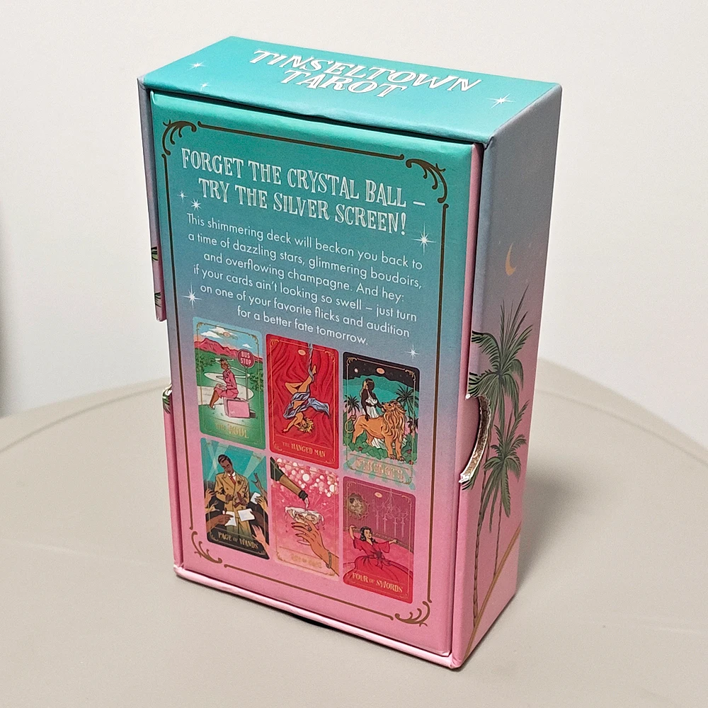 Tinseltown Tarot in Rigid Box, Pink Vintage Hollywood Inspired Deck 12*7cm 78 Illustrated Cards - Image 3