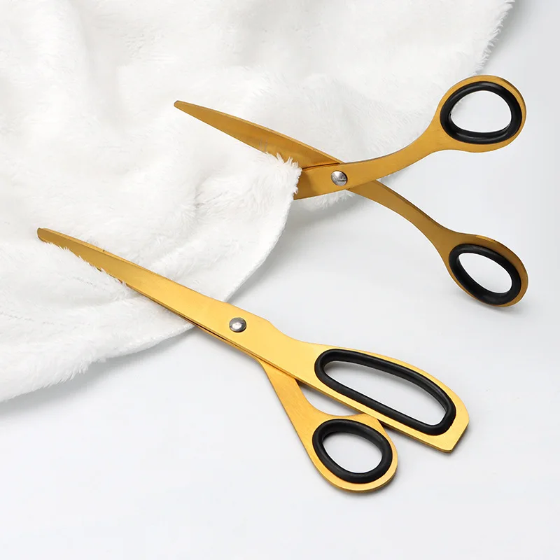 1PC Golden Scissors Household Cutting Tools Office Ribbon-cutting Scissors Asymmetry Fabric Dressmaking Cutter Tailor Shear