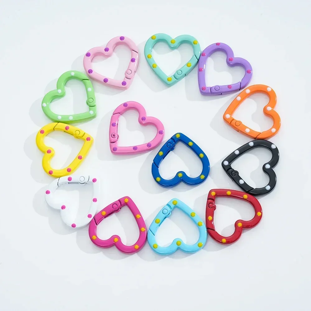 26mm Heart Metal Ring DIY Carabiner Keychain Bag Clips Hook Making Dog Chains Pendant Buckle Clasp Spring Gate Lobster Clasp