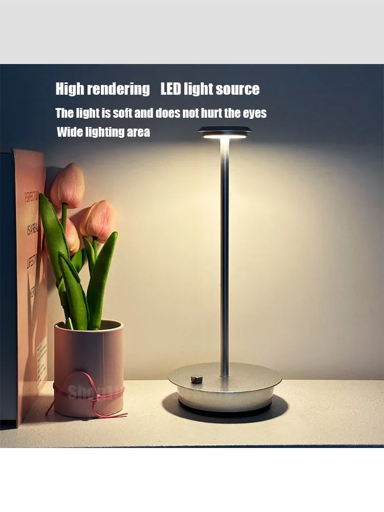 Lampe de table LED aste avec capteur tactile, veilleuse de bureau, lampe de lecture sans fil pour restaurant, hôtel, bar, chambre à coucher, décoration lumineuse