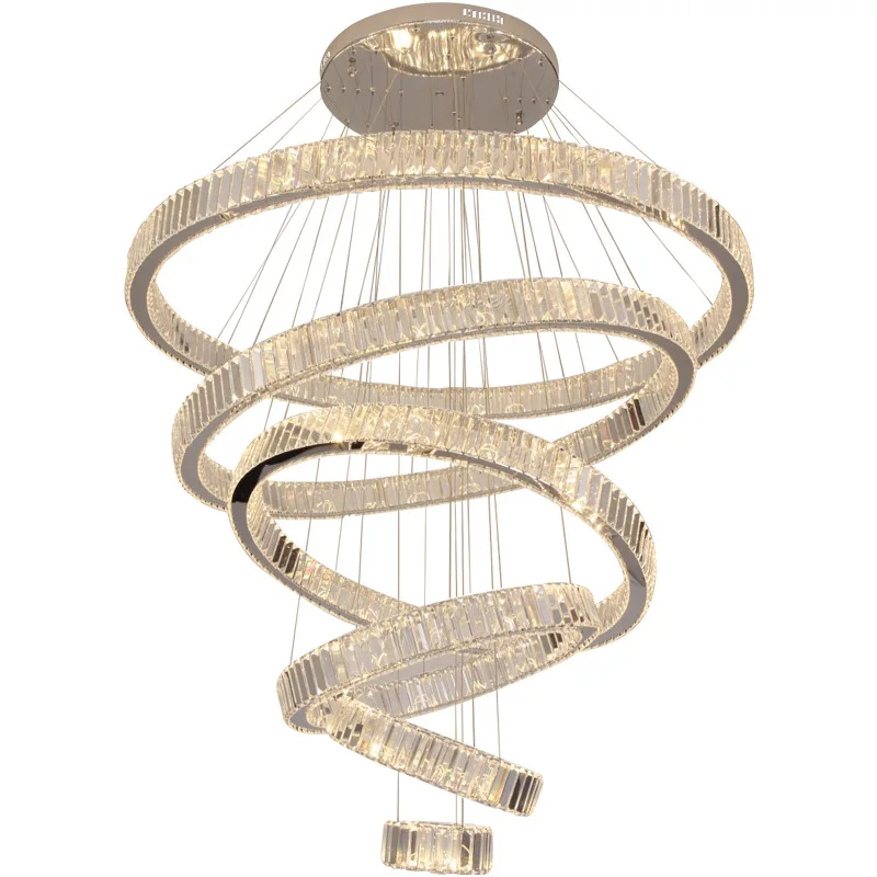 

Duplex building, crystal, large chandelier, high ceiling, simple, modern, living room