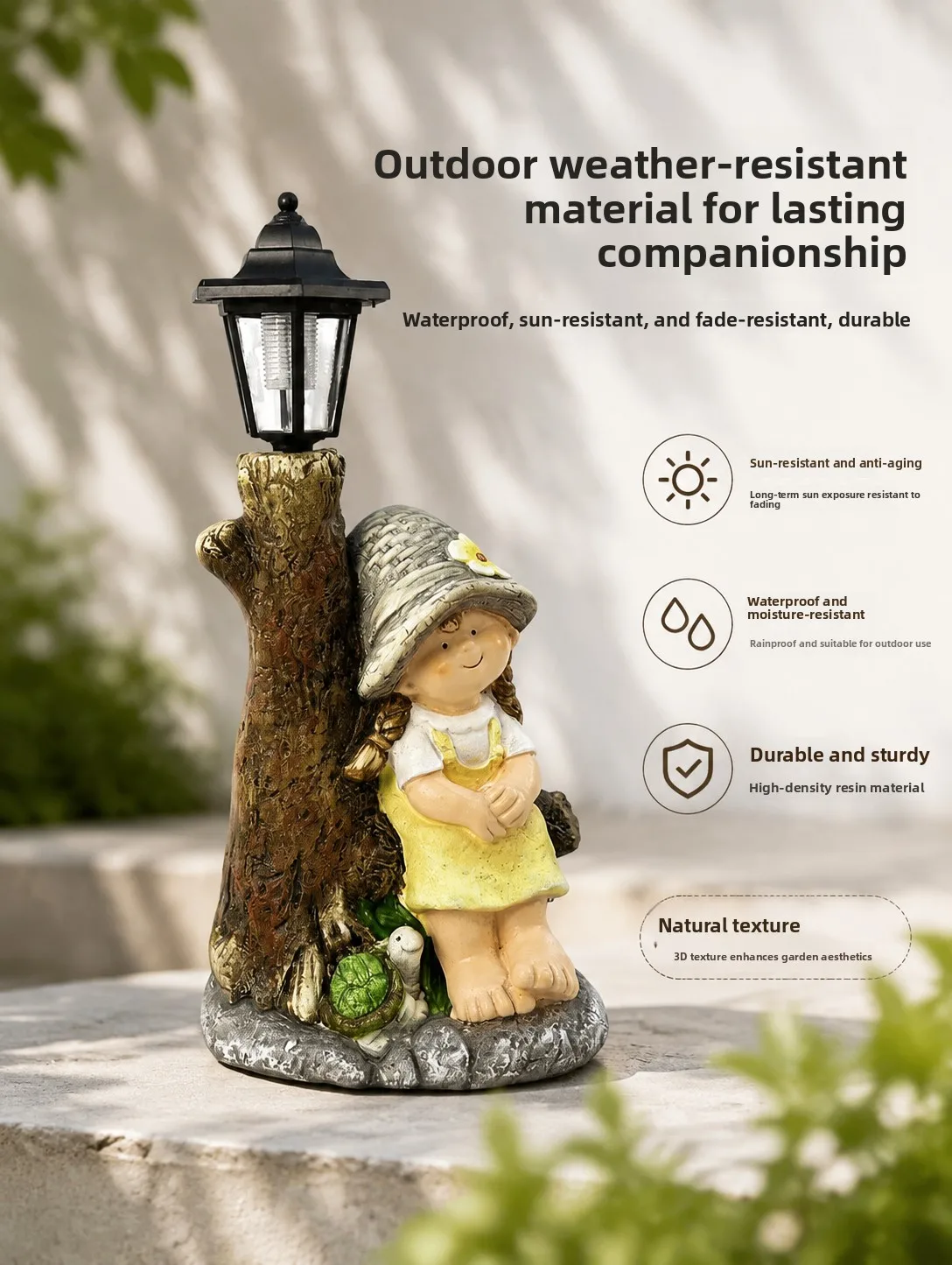 Healing Solar Girl Log Lamp Outdoor Courtyard Garden Cute Decorative Ornaments French Country Style Balcony Lighting Accessories - view 4