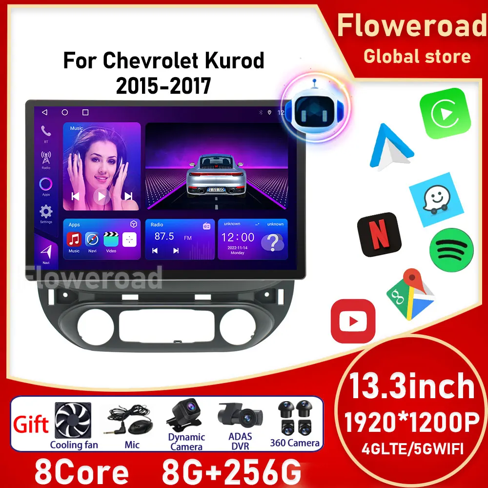 

13.3" or Chevrolet Kurod 2015 - 2017 Android 8Core Car Radio Multimedia Player Navigation GPS Carplay Auto Stereo Head Unit