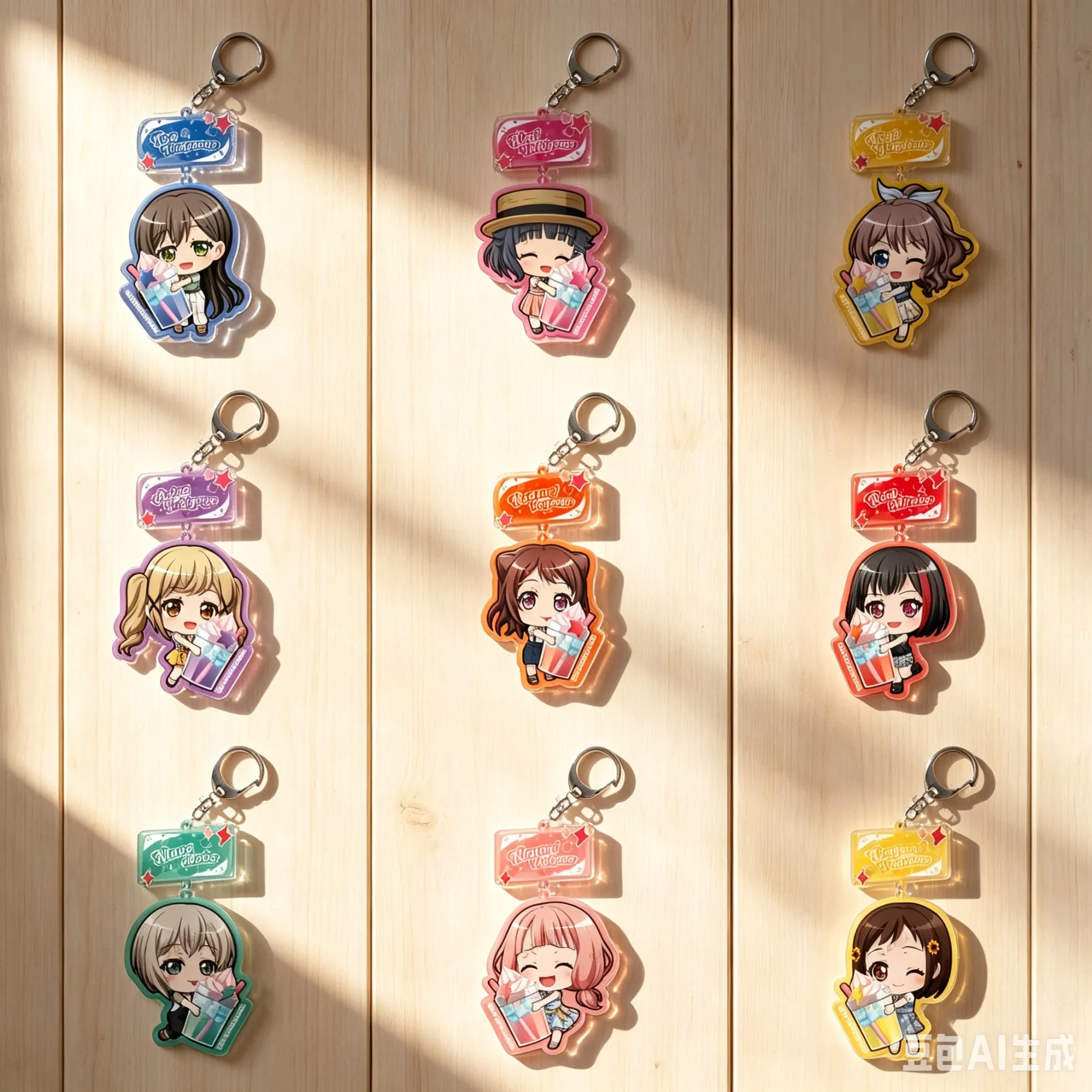 20PCS/BanG Dream! Girls band Party! Anime Game Acrylic Keychain Animation Peripheral (Hina Hikawa)Gifts Bag pendant 6CM bag