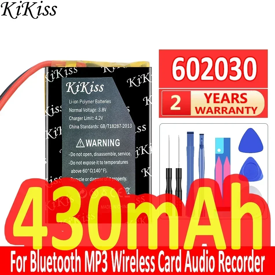 KiKiss Battery 602030 (2 line) 430mAh for Bluetooth MP3 Wireless Card Audio Recorder