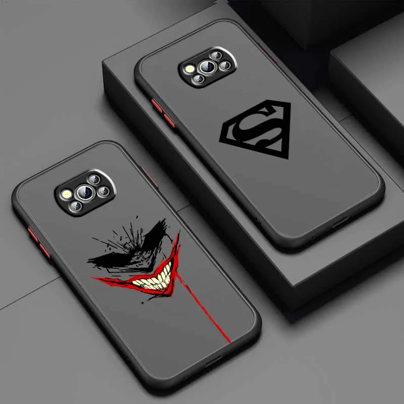 

S-Superman J-Joker Cool Logo For Xiaomi Poco X6 X5 X4 X3 M6 M5s M5 M4 M3 F6 F5 F4 F3 Pro 5G Frosted Translucent Phone Case