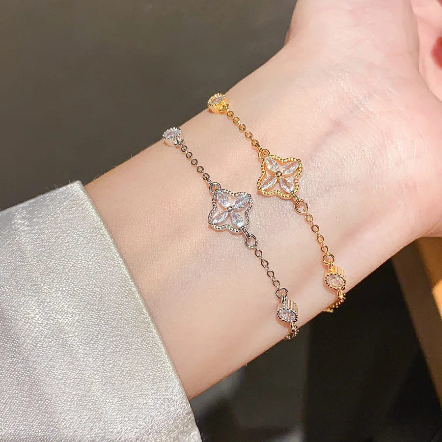 

Zircon Flower Bracelet - Trendy Versatile Office-Friendly Dainty Luxury Jewelry for Women