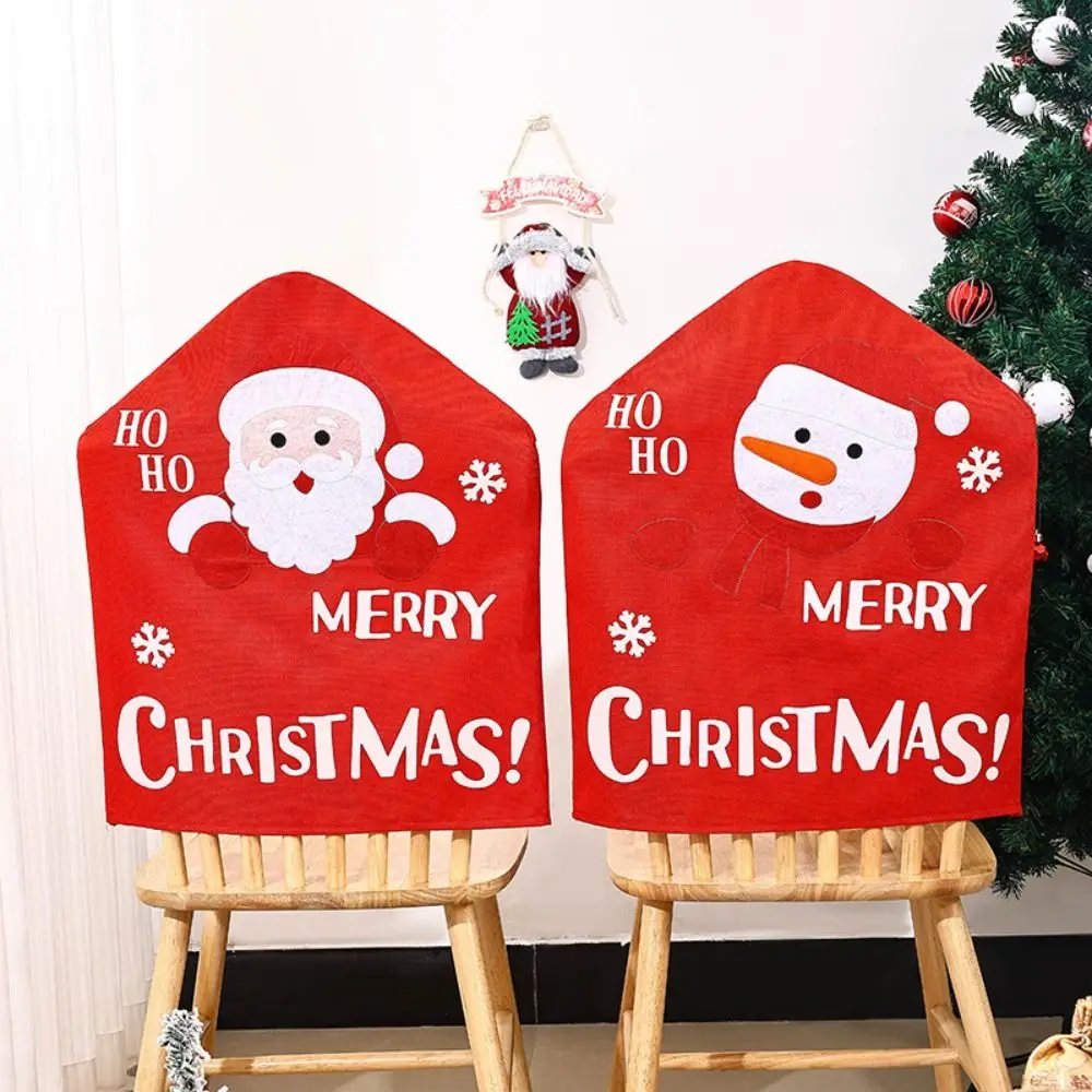 

Santa Snowman Christmas Chair Cover Cartoon Cute Dining Chair Slipcover Soft Lightweight Christmas Seat Covers Ornaments Home