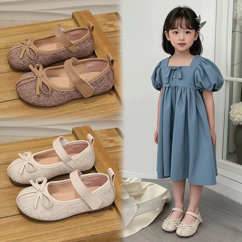 

Children's Princess Flat Shoes Girls Bowknot Comfortable Cloth Shoes Baby Girl Soft Bottom Moccasin Shoes 23-34