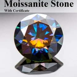 Moissanite Stone Round Cut Rainbow Purple Colour Lab Created Gemstone Diamond Jewelry Making Materials With Certificate
