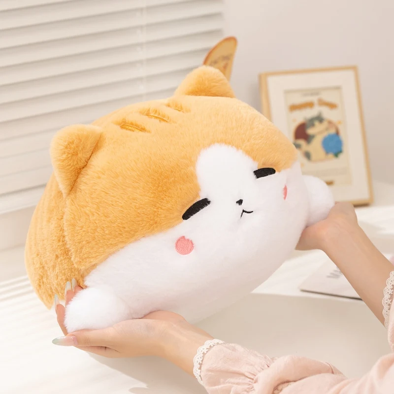 Soft Cartoon Cat Plush Pillow Cute Laying Kitty Stuffed Animal Toy Comfort Sofa Cushion Home Ornament Birthday Gift for Kids
