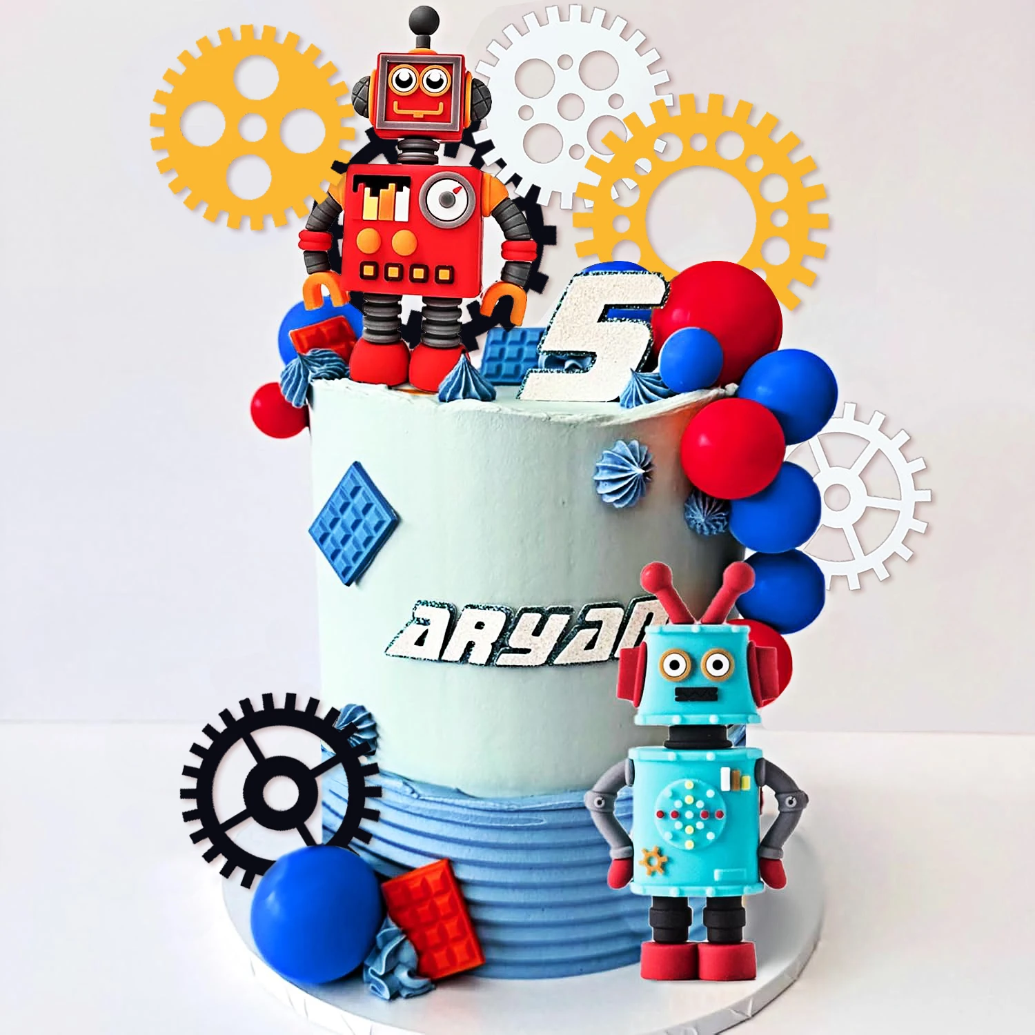 Roboter-Kuchenaufsätze für Jungen, Roboter-Kuchen-Cupcake-Dekorationen, Roboter-Party-Dekorationen, Roboter-Figur für die Geburtstagsfeier – Detail 18