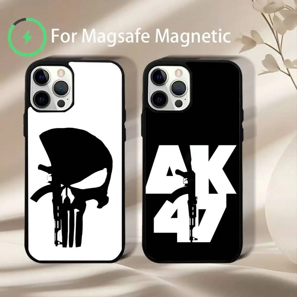 

AK47 Handgun Gun BUllets Phone Case For iPhone 17,16,15,14,13,12,11,Pro,Max,Plus,Mini,SE4,E Magnetic Magsafe Wireless Charging