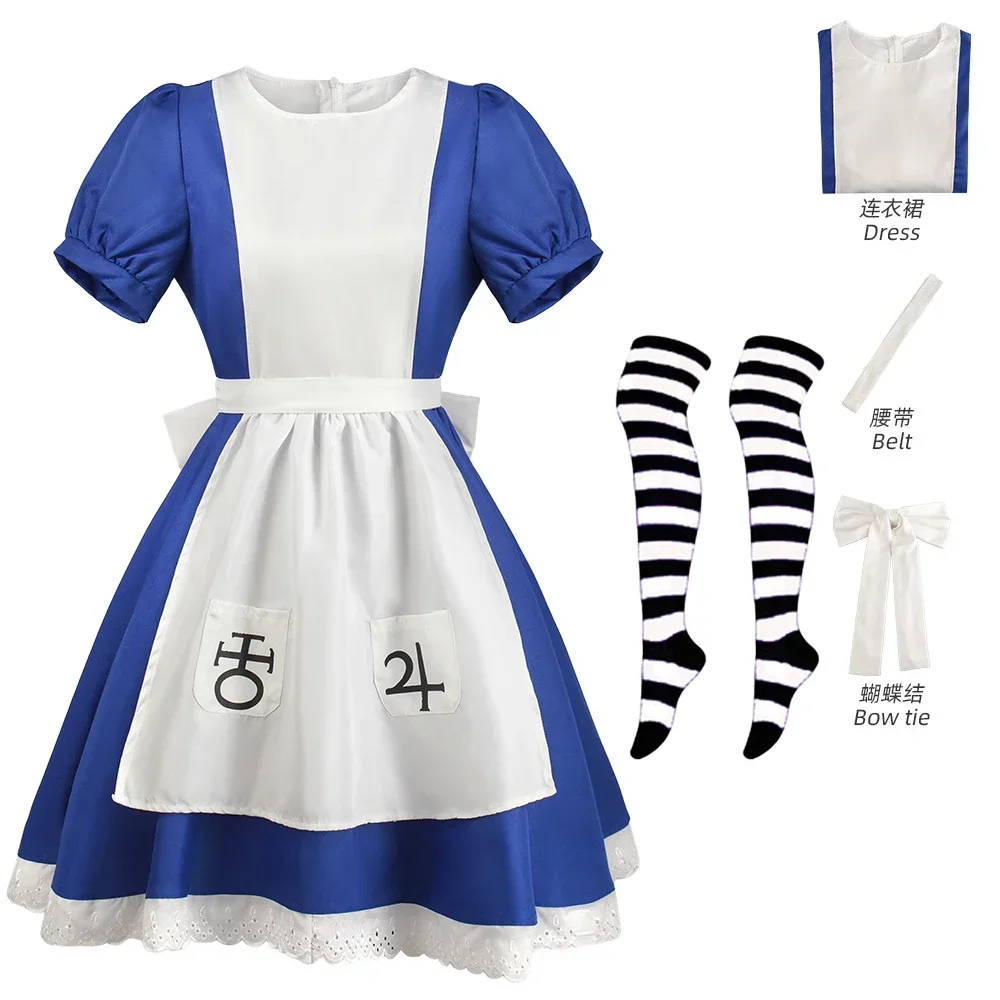 Anime Alice Princess Cosplay Costume Madness Returns Alice JK Maid Apron Dress Game Halloween Party for Women Girls Cosplay