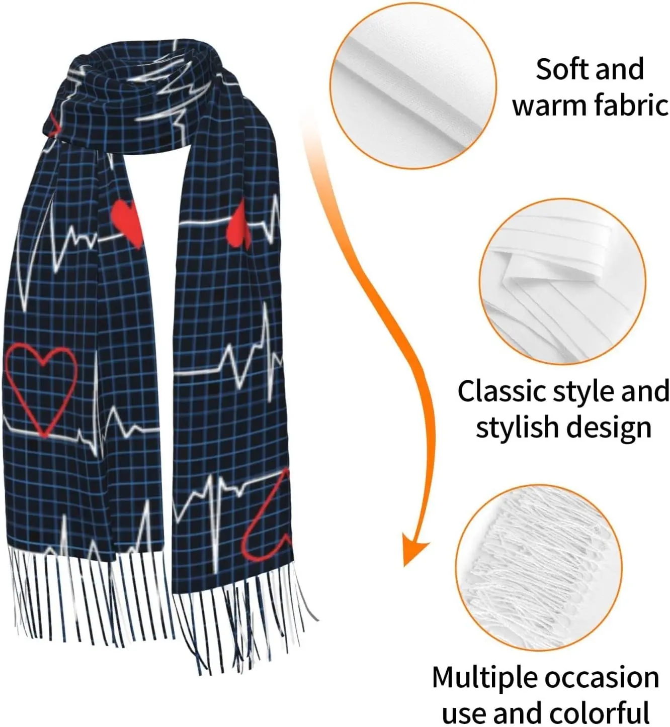 Bellen Alle Verpleegkundigen Hartslag Zachte Deken Sjaal Lange Warme Sjaal Wraps Kasjmier Fringe Sjaals Voor Vrouwen