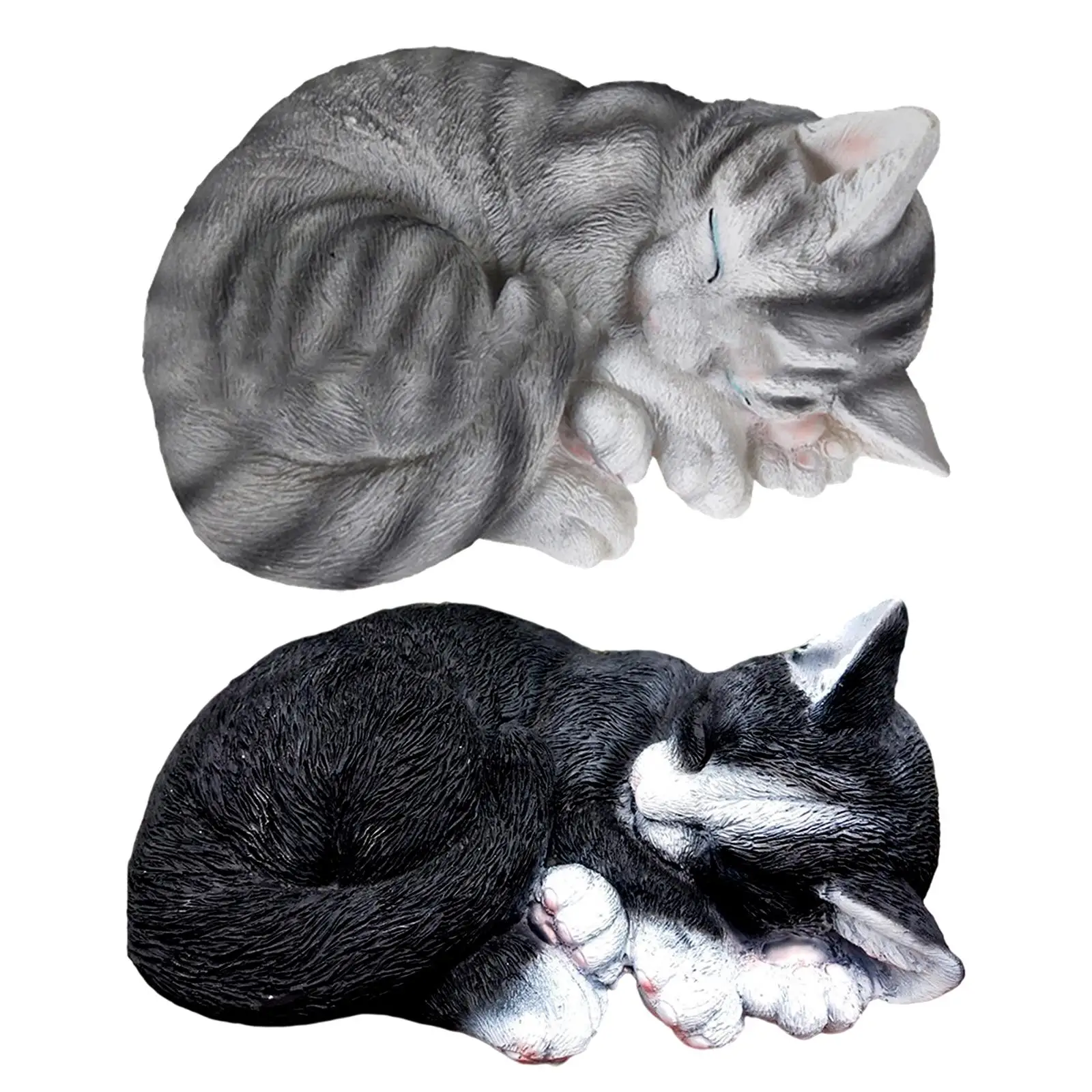 Adorable Sleeping Cat Statue Art Crafts Figurine for Patio Decor Collectible