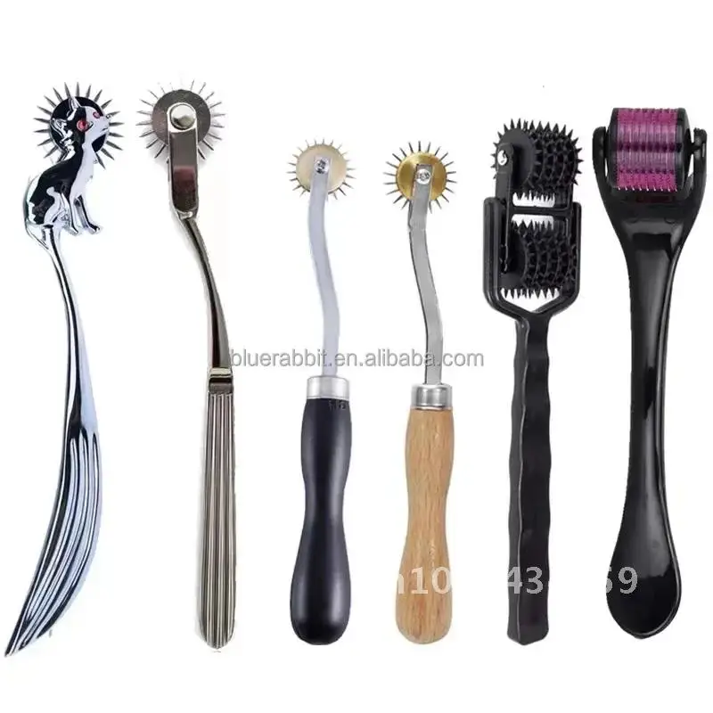 BDSM Pinwheel Metal Sensation Wartenberg Wheel with Wheel Pinwheels Wartenberg Sheath Spikes Mini Three Fetish