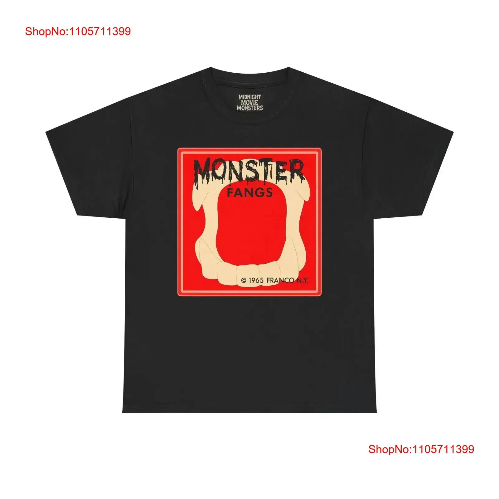 Monster Fangs Vampire T Shirtth Shirt Heavy Cotton Halloween long or short sleeves vintage Washed homme fashion Breathable