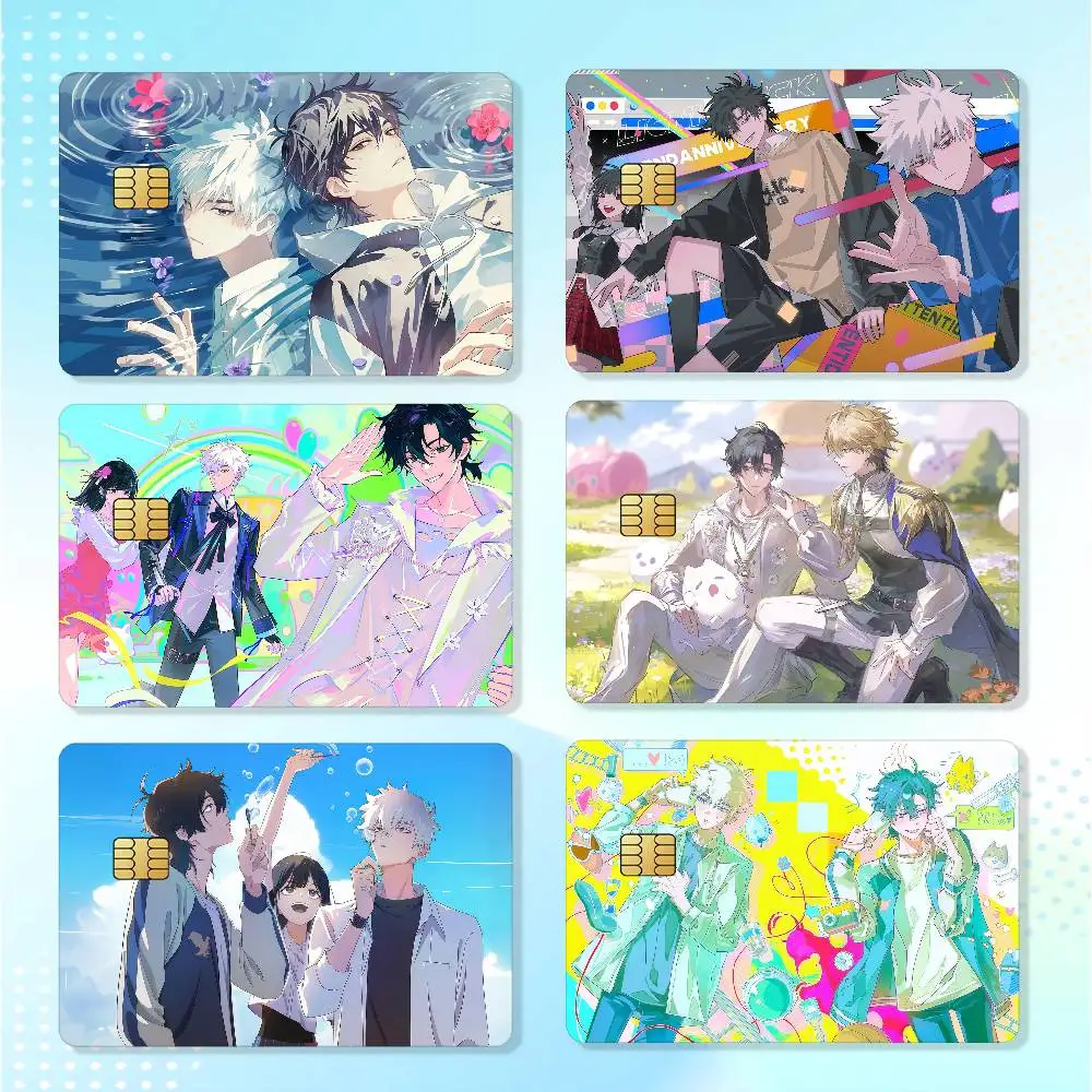 Anime Link Click Credit Skin Cover Card Stickers 4PCS Film Bus Pass Front Decoration Bank Debit Waterproof