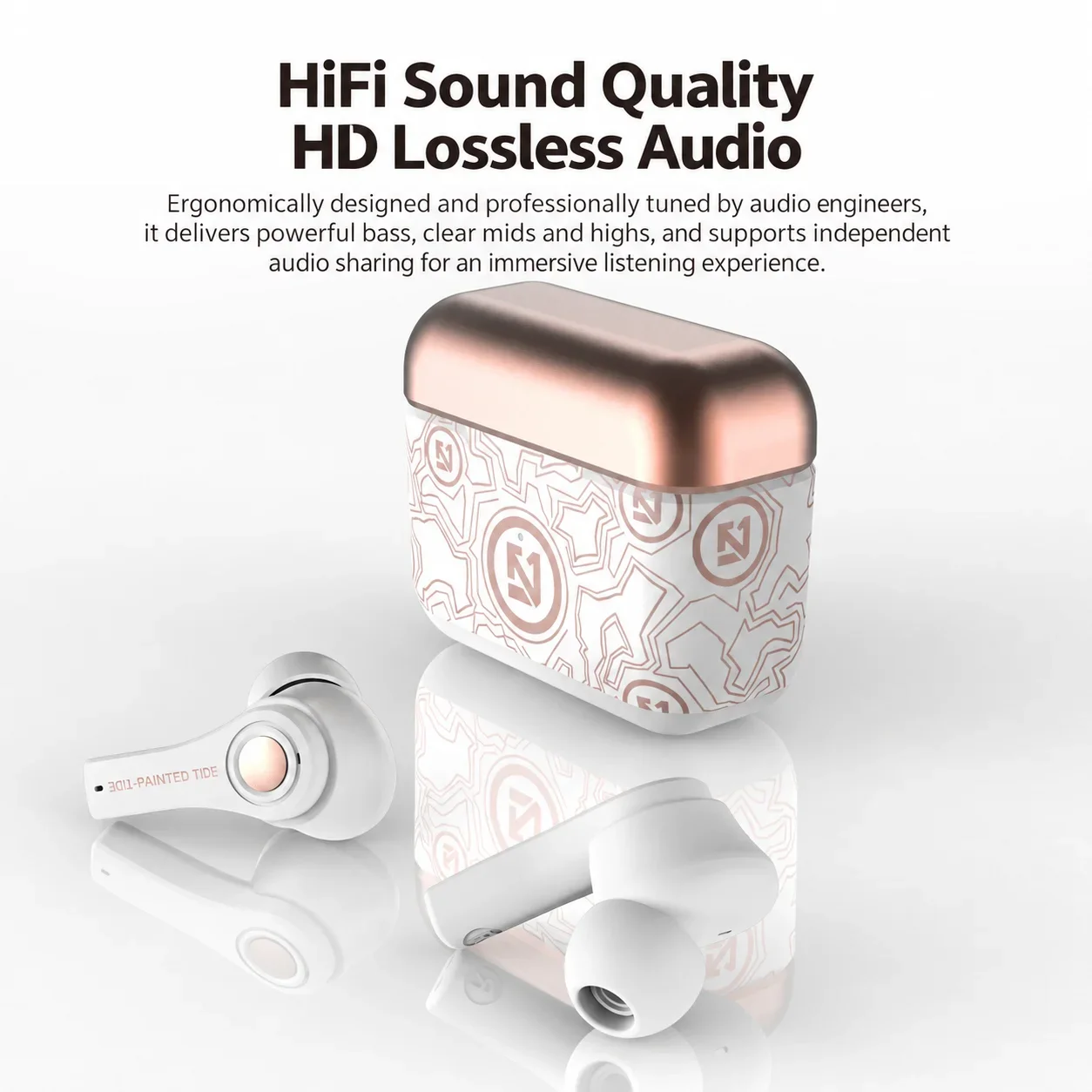 Gaming Headset Bluetooth Headphones TWS Earbuds HiFi Sound Waterproof 10m Range Hand-Painted Tide 3DTexture Lightweight for Work