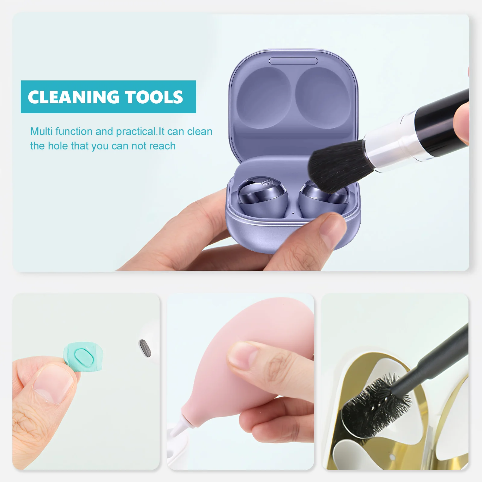 

8 Pcs Headphone Cleaning Kit Wireless Cleaner Hole Kits Charging Box Maintenance Tools Hygiene